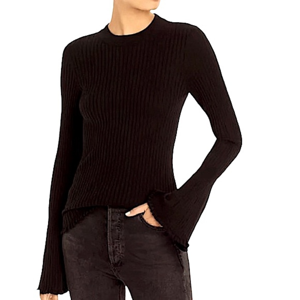 Neiman Marcus Black Bell Sleeve Sweater